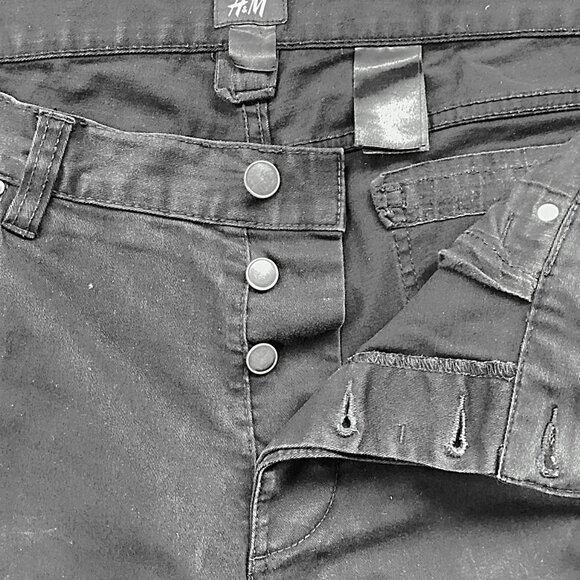 Black denim button fly 36x32  mens jeans H&M - Picture 2 of 2